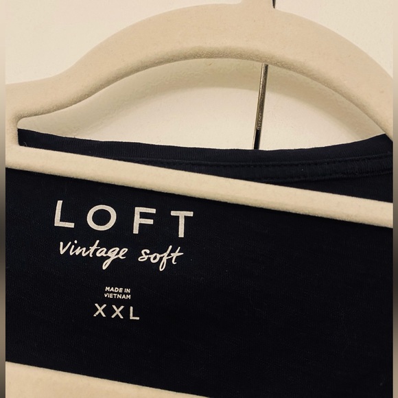 LOFT Vintage Soft Cotton Short Sleeve T Shirt, Navy Blue, size XXL - Picture 4 of 13